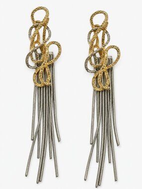 Aaraa Gold & Silver Dangle Statement Earrings